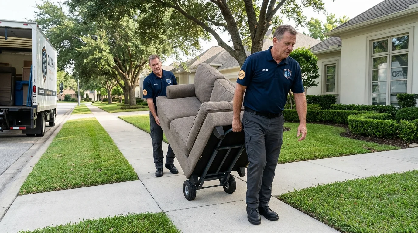 Local residential moving crew loading furniture in Oneonta, NY
